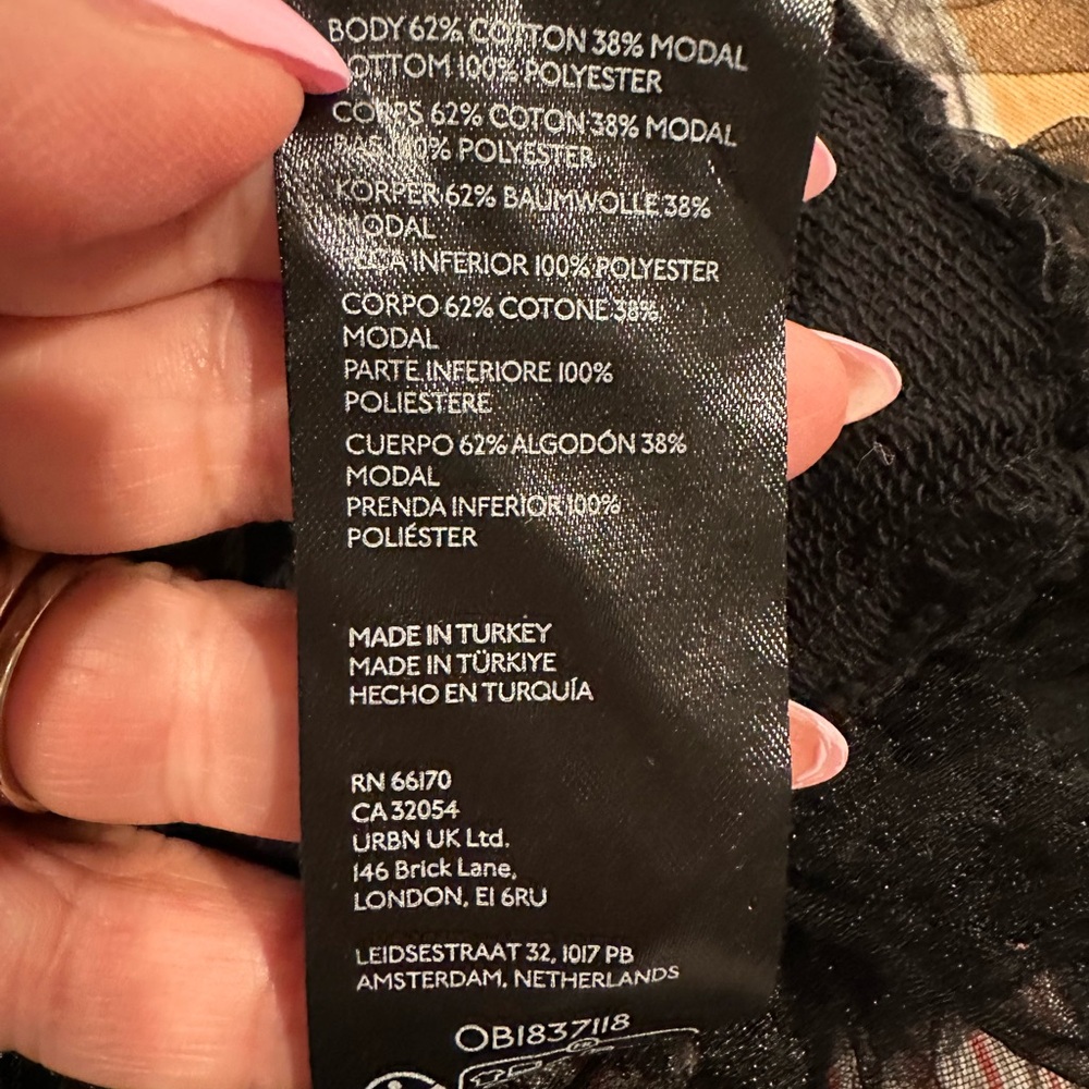 Anthropologie Black Hooded Sweatshirt with Tulle Hem - Picture 7 of 11